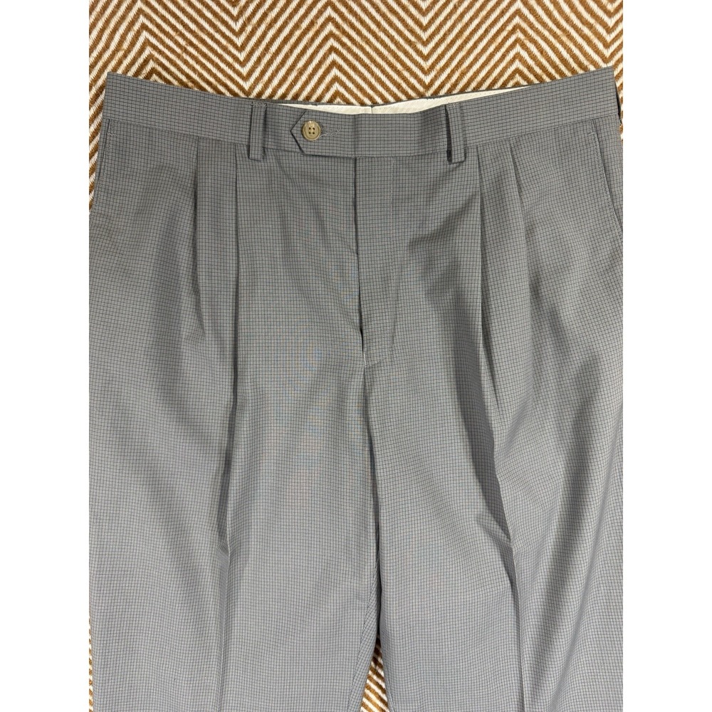 Ralph Lauren Men's Gray Check Twill Pleated Cuffed Dress Pants 34W Classic
